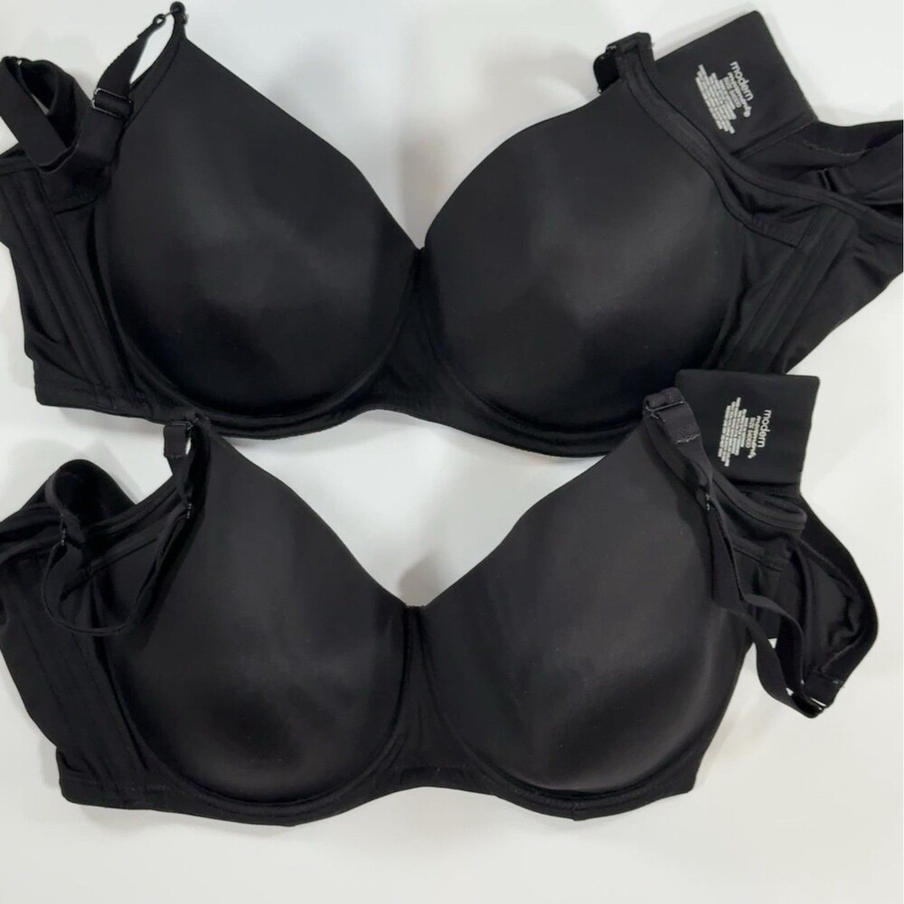 MODERN MOVEMENT ~ 34DDD T-Shirt Style Bra #YT2BM240C Underwire Black ~ Lot Of 2